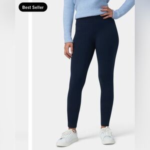 NEW HUE WIDE WAISTBAND ULTRA COTTON LEGGINGS IN NAVY SIZE LARGE (12-14)
